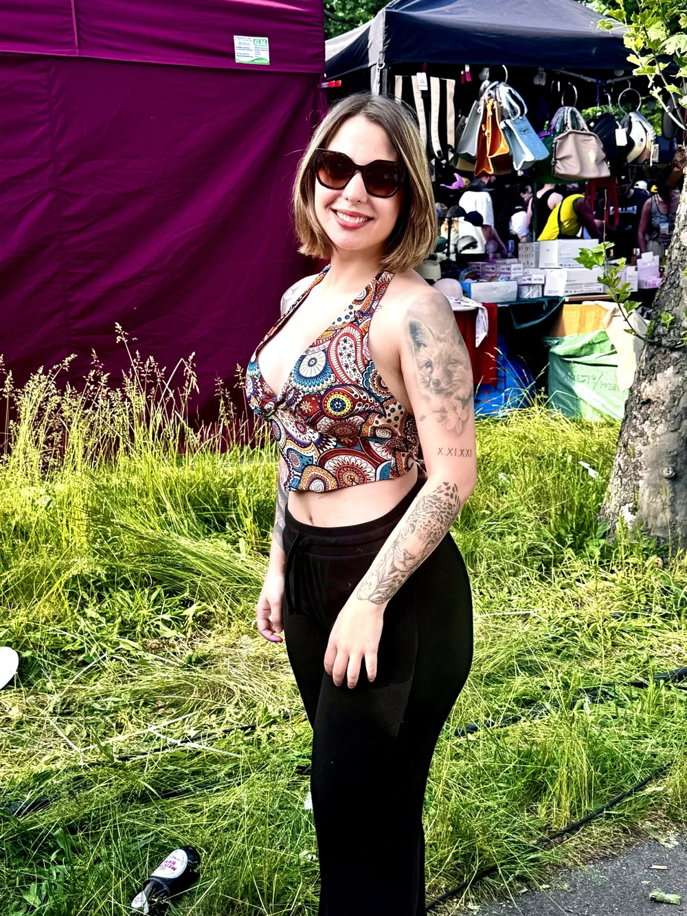 Customer wearing YAGI Retro at a Berlin market